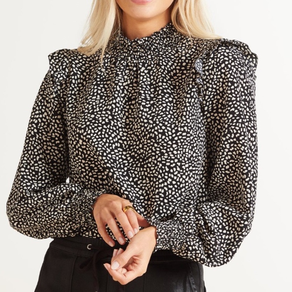 Sanctuary Black and White Popover Blouse